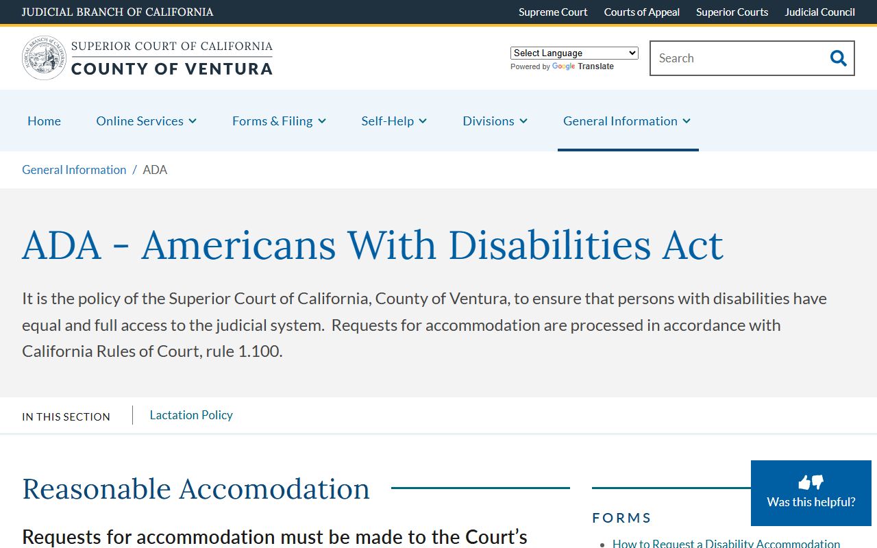 Ventura County Superior Court site used to reach the case inquiry portals tied to warrant entries
