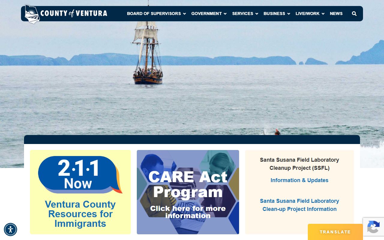 Ventura County government homepage for public records