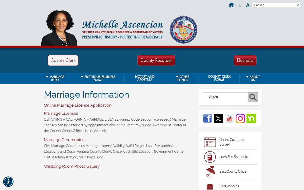 Ventura County marriage license information