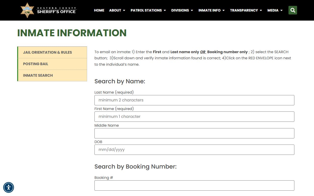Ventura County Sheriff inmate information portal
