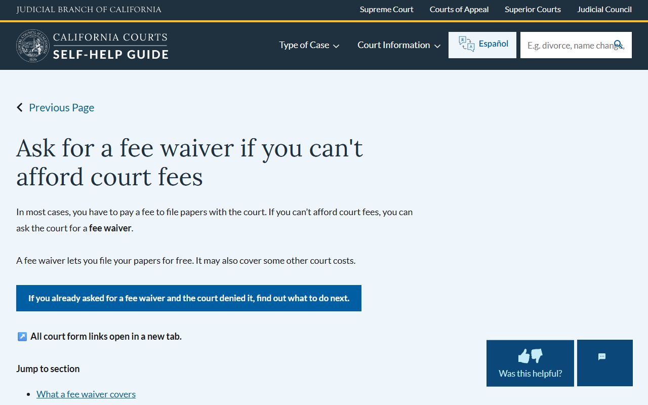 California fee waiver process for Ventura County probate fees